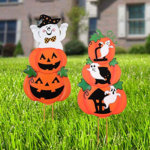 Unomor Halloween Outdoor Decorations Pumpkin Ghost Stake