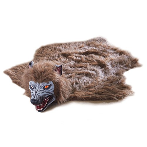 Animated Lifelike Werewolf Rug for Halloween Howls and Eyes Glow Red