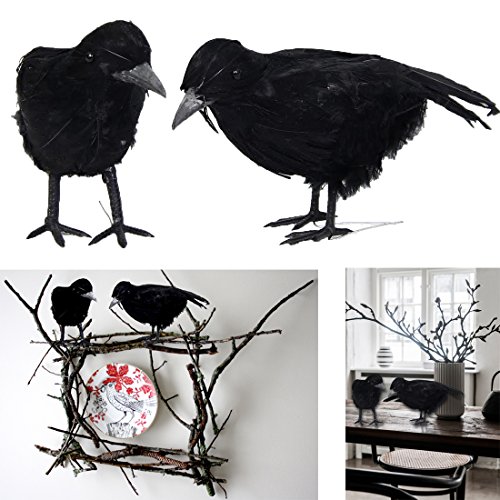 Dazzling Toys Black Feathered Birds Halloween Prop Party Decoration 2