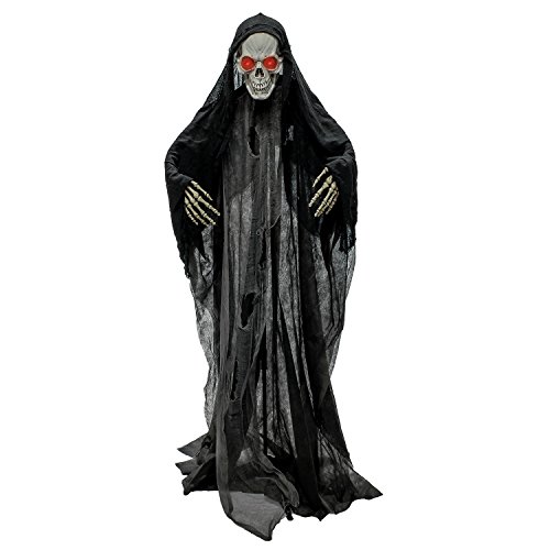 Halloween Haunters Standing Life Size 6 Foot Skeleton Reaper Evil Red ...