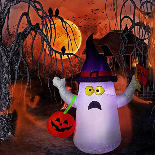 Hip Mall Halloween Inflatable Ghost, 4ft Lighted Blow Up Ghost Witch ...