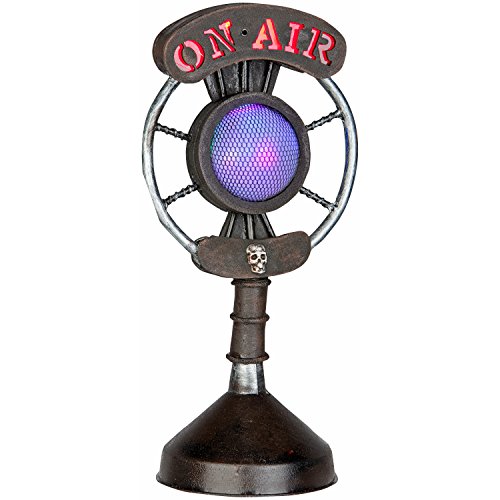 One Holiday Way Talking LightUp Vintage Microphone Halloween Decoration Party Prop Haunted