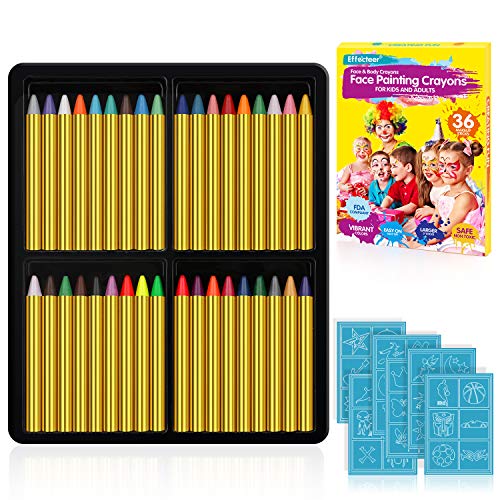 Face Paint Crayons For Kids 36 Makeup Sticks 36 Stencils 